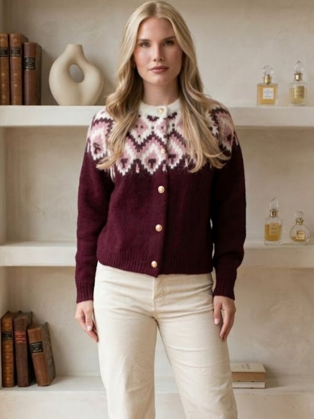 RD Style Cornelia Raglan Sleeve Cardigan in Burgundy